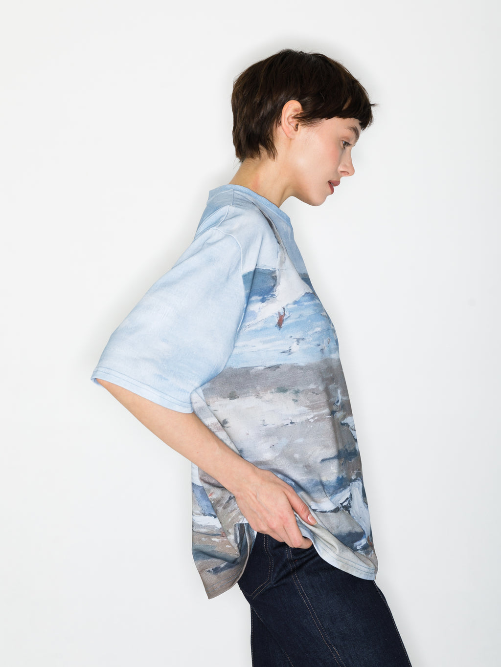 T-Shirt mit Allover-Druck „Beach with Seagulls“