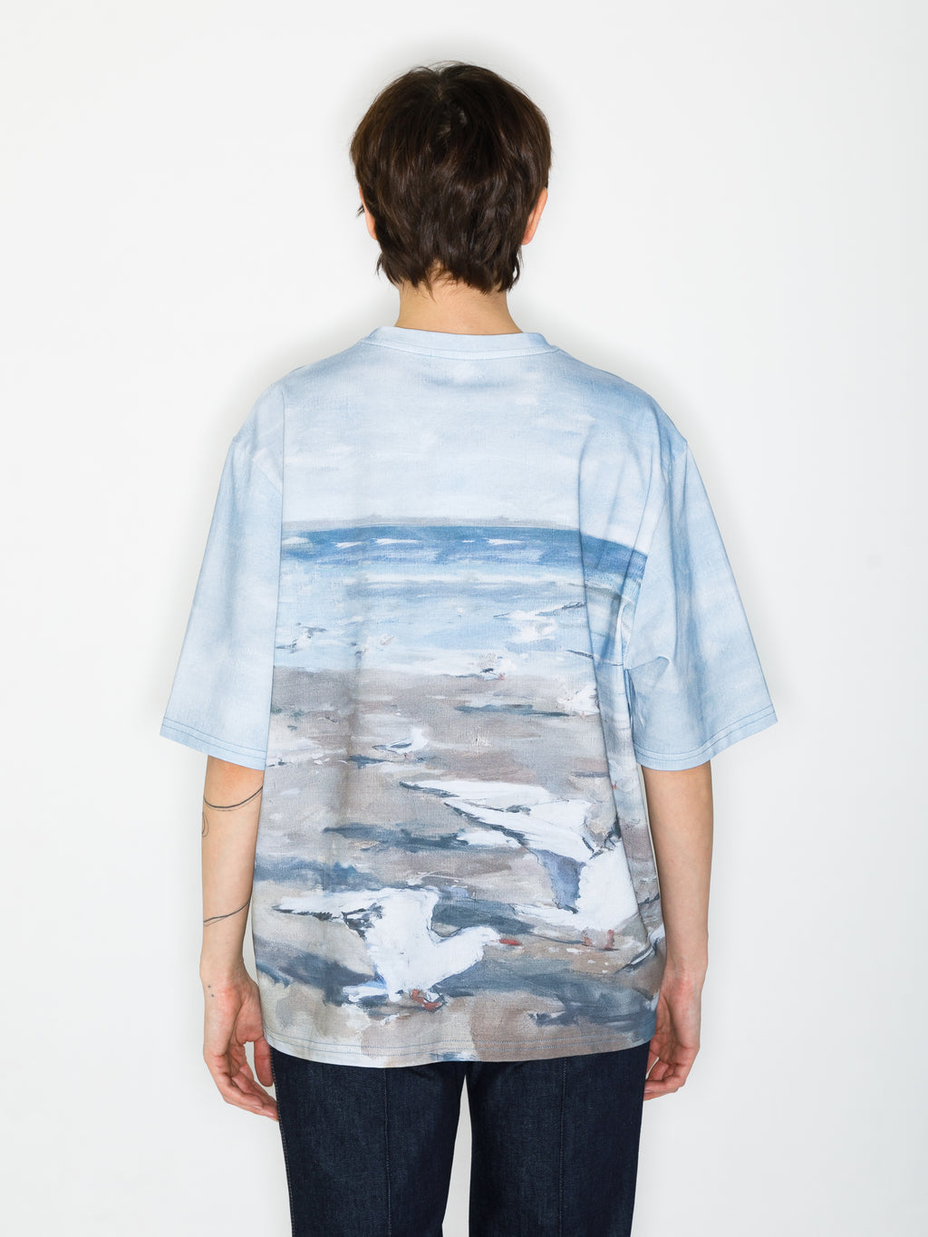 T-Shirt mit Allover-Druck „Beach with Seagulls“