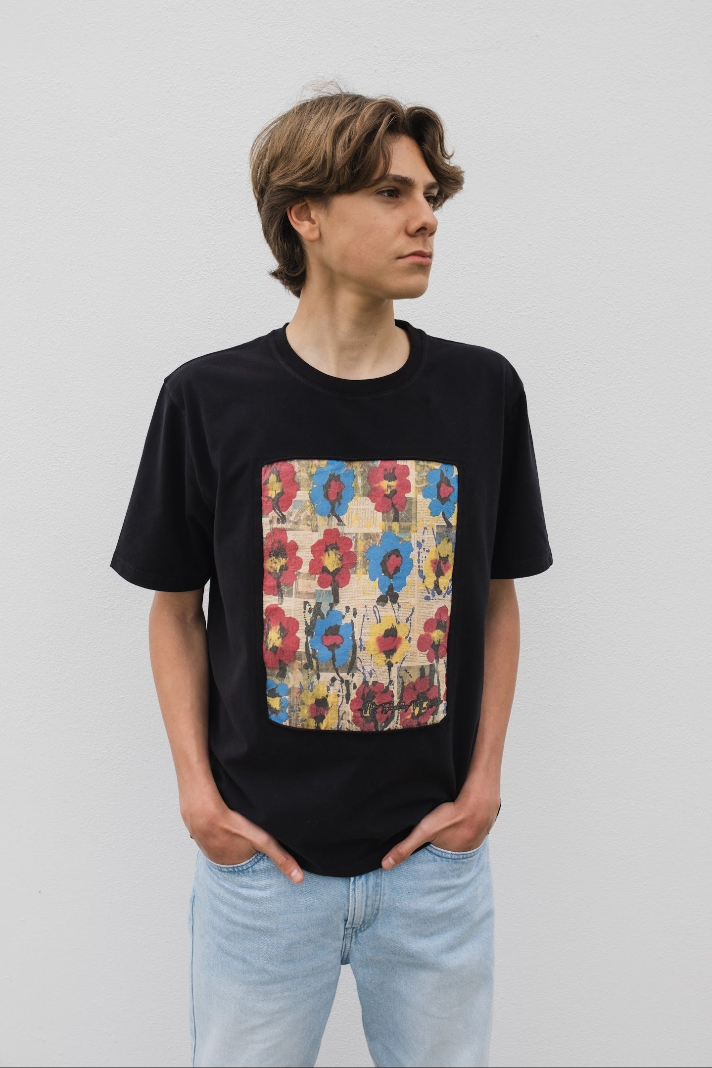 Blue and yellow diagonal T-Shirt
