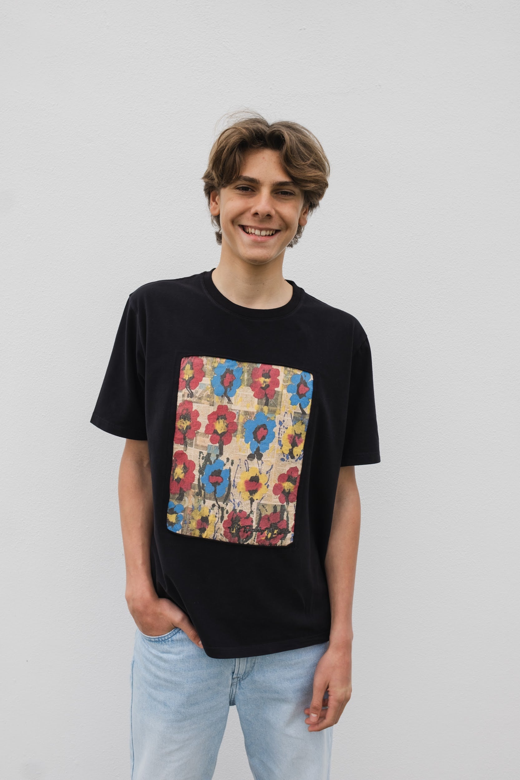 Blue and yellow diagonal T-Shirt