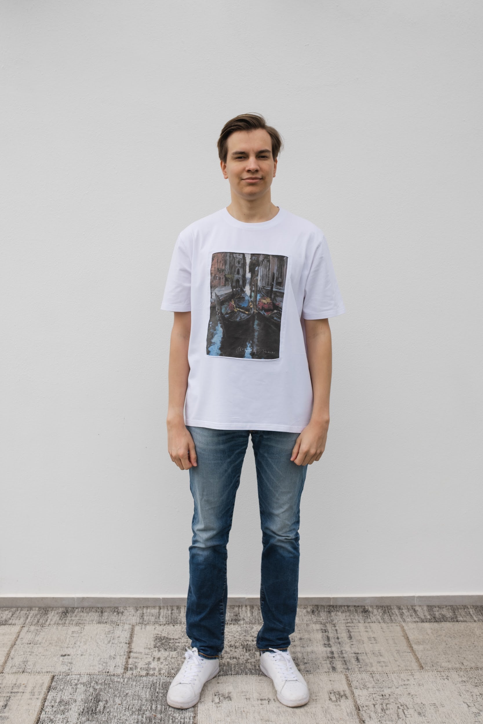 T-Shirt mit Venetian Motif, Weiß