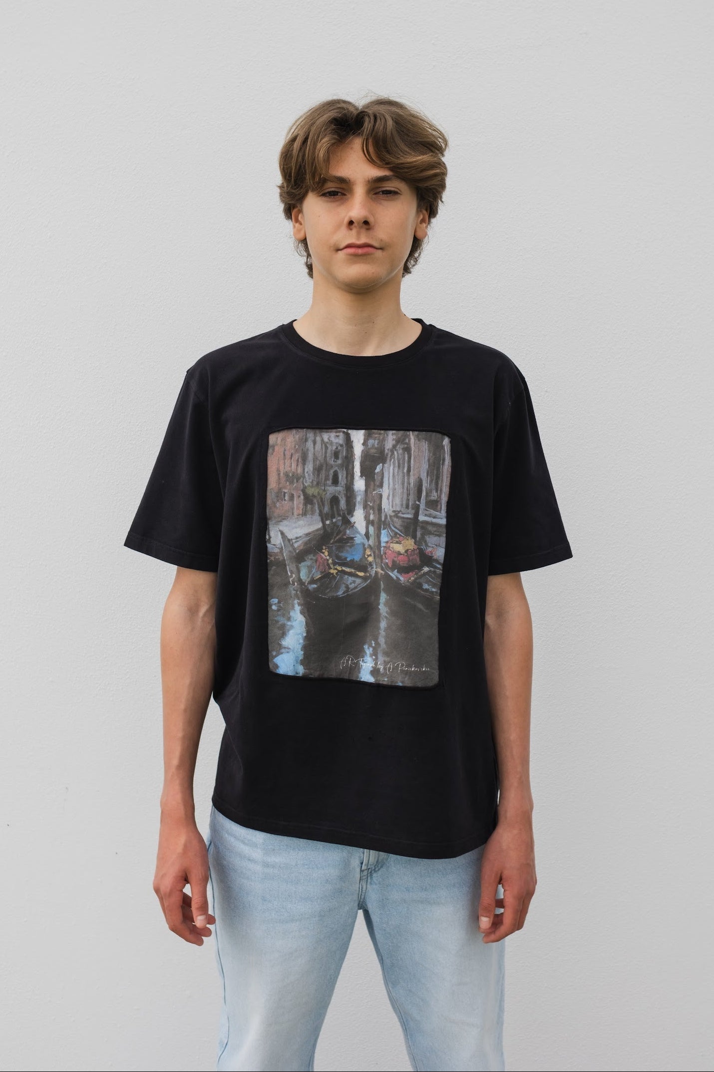 T-Shirt mit Venetian Motif Schwarz