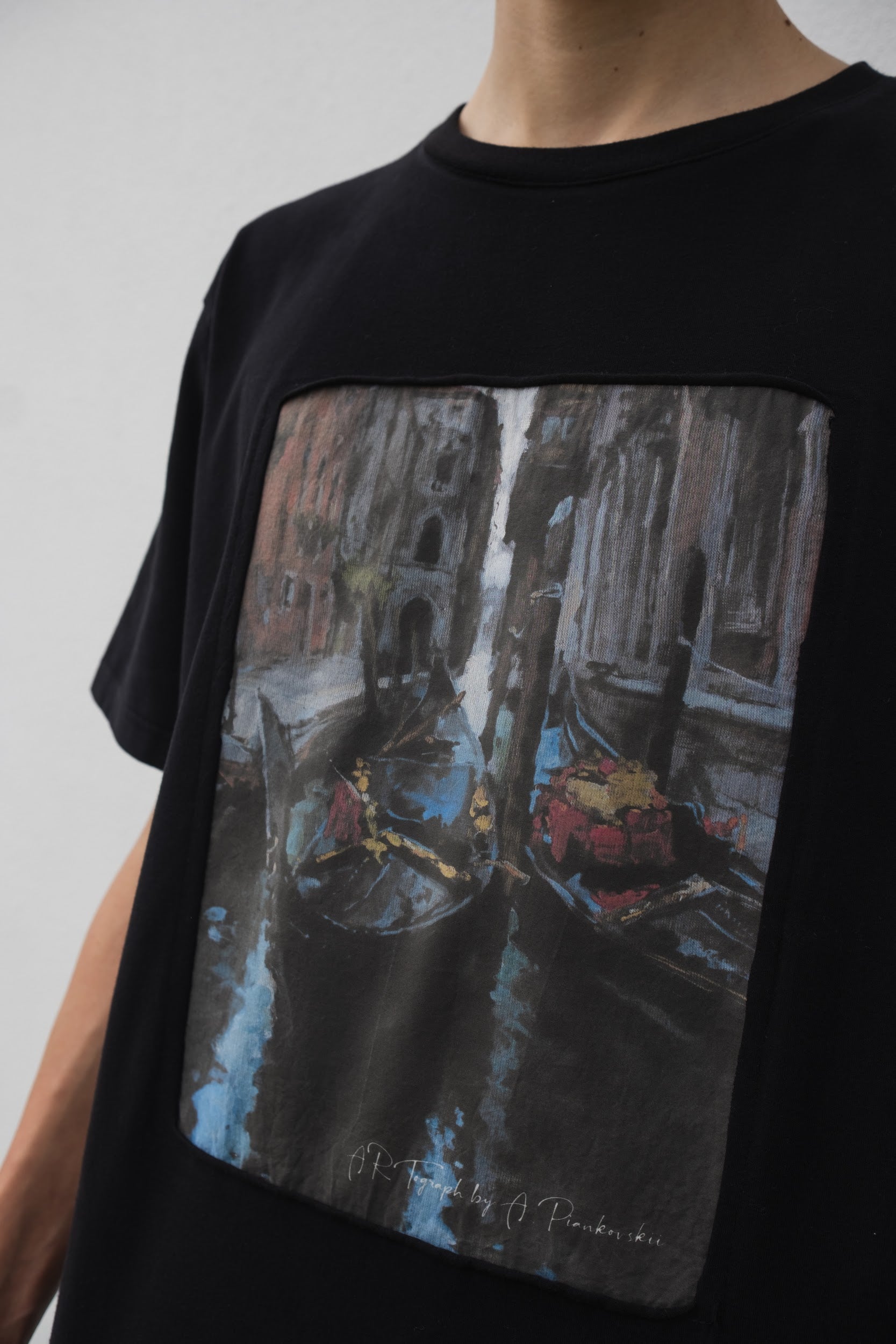 T-Shirt mit Venetian Motif Schwarz